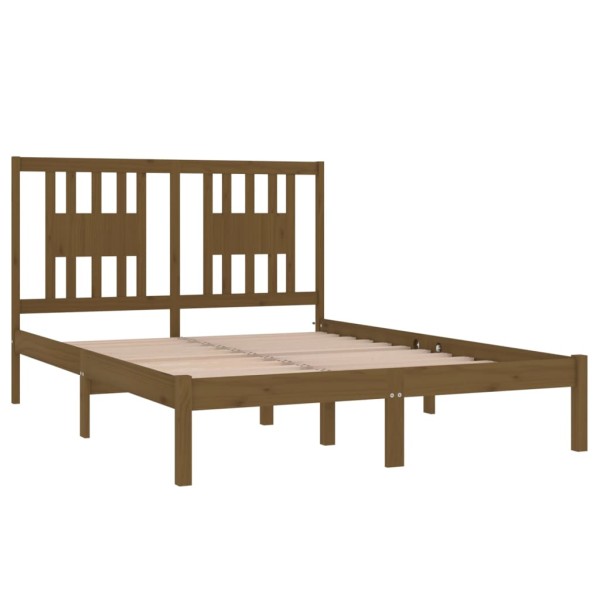 Estructura de cama madera maciza marrón miel 135x190 cm