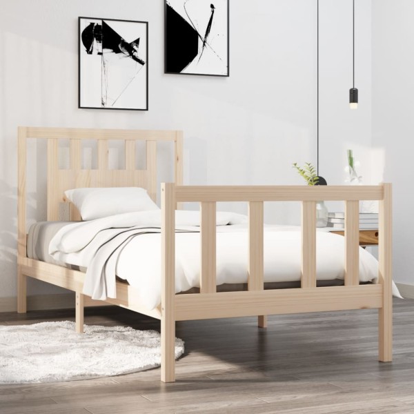 Estructura de cama madera maciza 75x190 cm