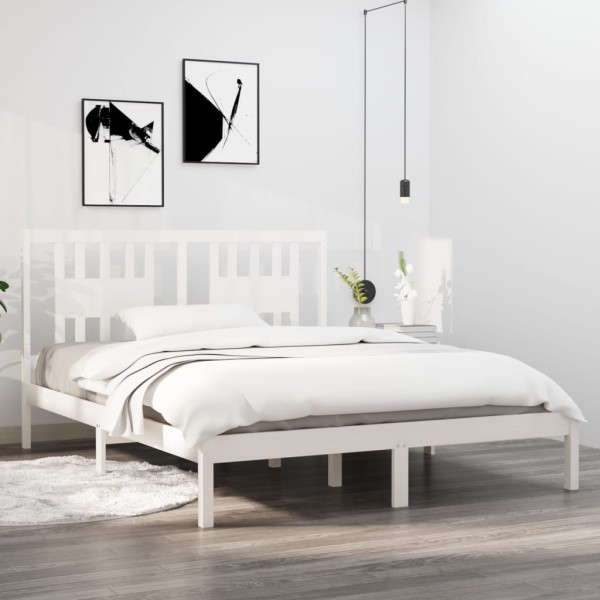 Estructura de cama madera maciza blanco 150x200 cm