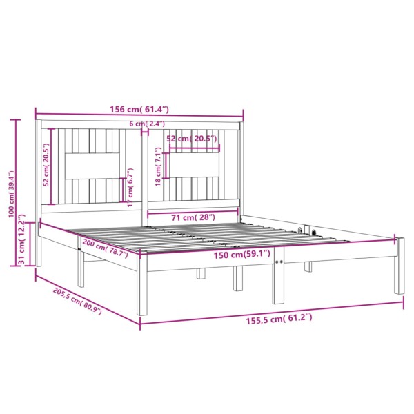 Estructura de cama madera maciza blanco 150x200 cm