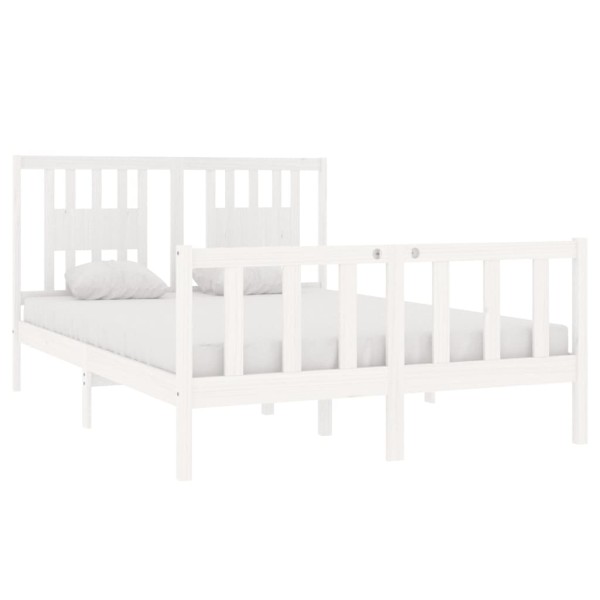 Estructura de cama doble madera maciza blanca 135x190 cm