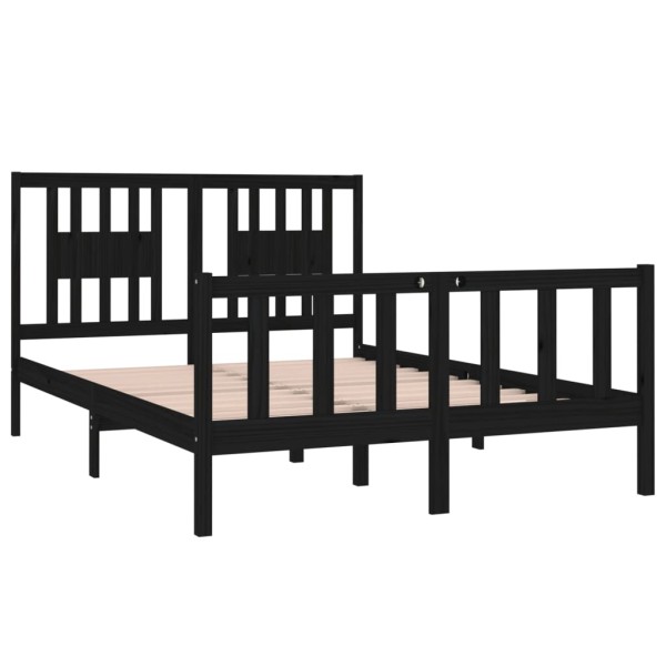 Estructura de cama de madera maciza negra 140x190 cm