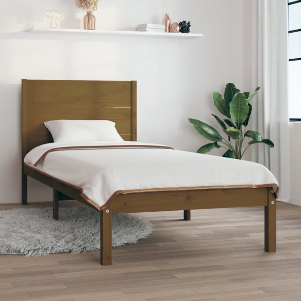 Estructura de cama madera maciza de pino marrón miel 100x200 cm