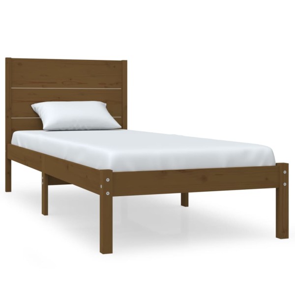 Estructura de cama madera maciza de pino marrón miel 100x200 cm