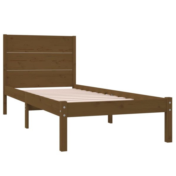 Estructura de cama madera maciza de pino marrón miel 100x200 cm