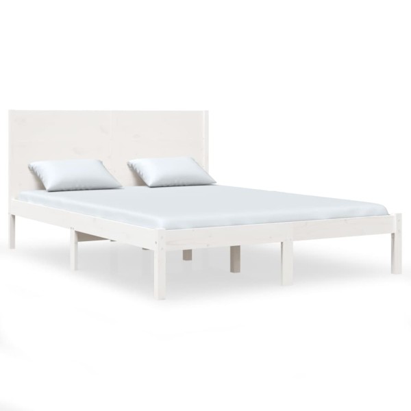 Estructura de cama madera maciza king size blanca 150x200 cm