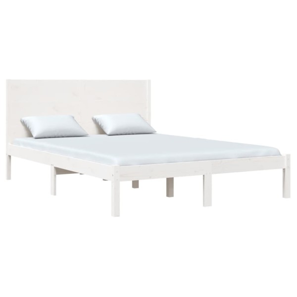 Estructura de cama madera maciza king size blanca 150x200 cm