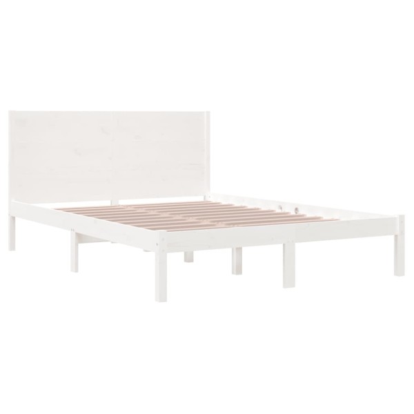 Estructura de cama madera maciza king size blanca 150x200 cm