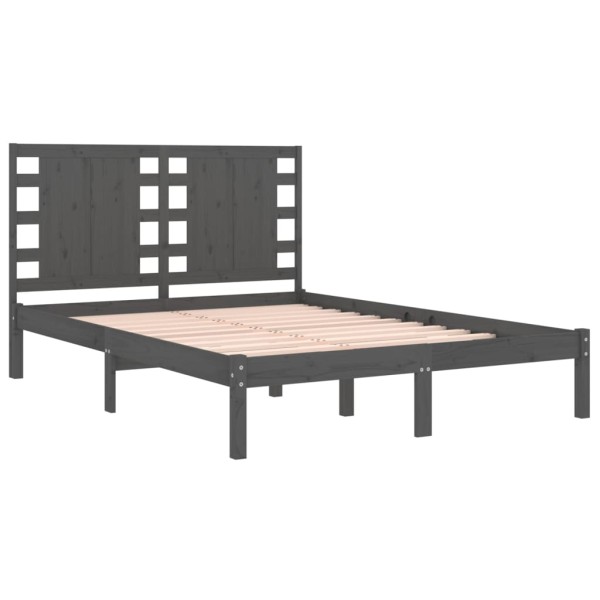 Estructura de cama madera maciza de pino gris 140x190 cm