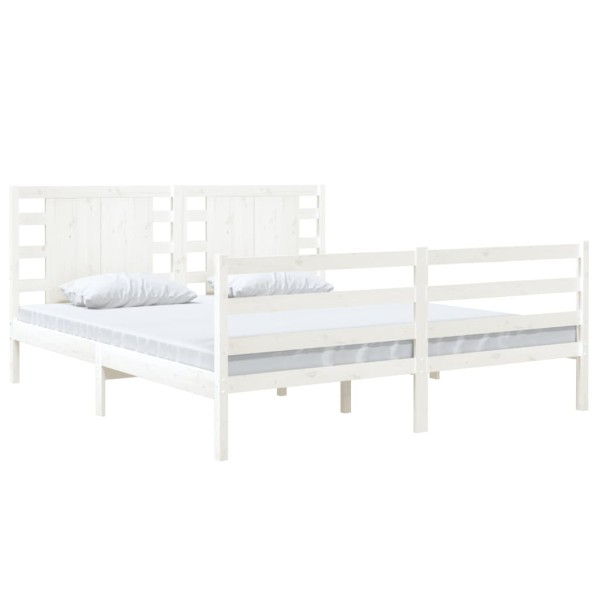 Estructura de cama king madera maciza de pino blanco 150x200 cm