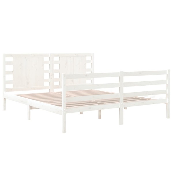 Estructura de cama king madera maciza de pino blanco 150x200 cm