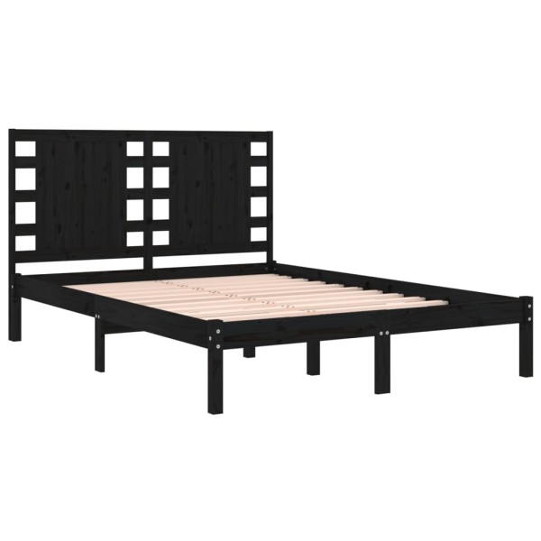 Estructura de cama de madera maciza de pino negra 200x200 cm