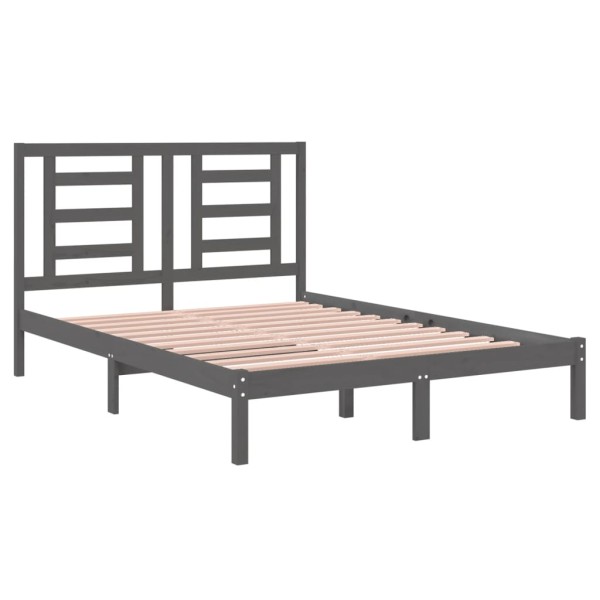 Estructura de cama de madera maciza de pino gris 140x190 cm