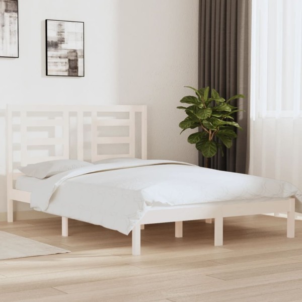 Estructura de cama doble madera de pino blanca 135x190 cm