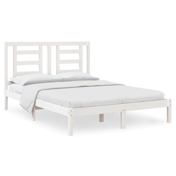 Estructura de cama doble madera de pino blanca 135x190 cm