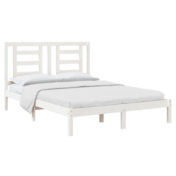 Estructura de cama doble madera de pino blanca 135x190 cm