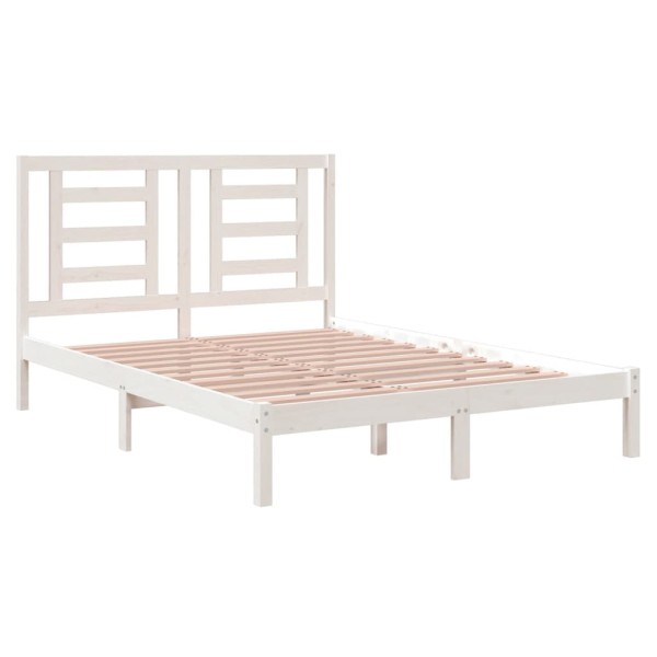 Estructura de cama doble madera de pino blanca 135x190 cm