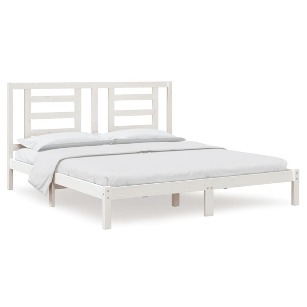 Estructura de cama madera maciza super king blanca 180x200 cm