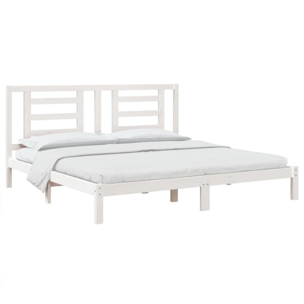 Estructura de cama madera maciza super king blanca 180x200 cm