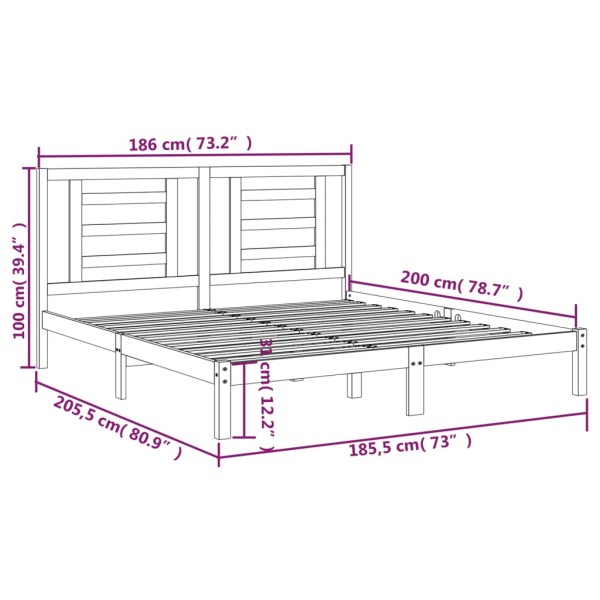 Estructura de cama madera maciza super king blanca 180x200 cm