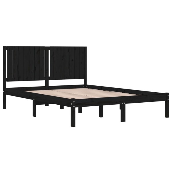 Estructura de cama madera maciza negra King Size 150x200 cm