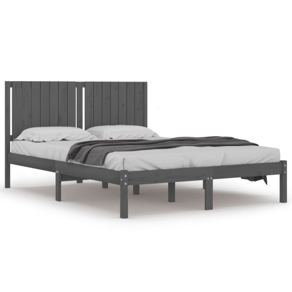 Estructura de cama madera maciza gris king size 150x200 cm