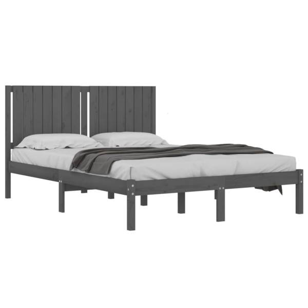 Estructura de cama madera maciza gris king size 150x200 cm