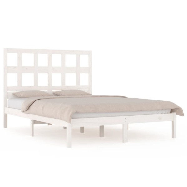 Estructura de cama madera maciza de pino blanca 120x200 cm