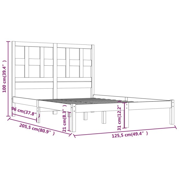 Estructura de cama madera maciza de pino blanca 120x200 cm