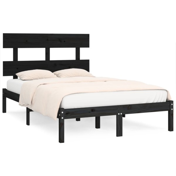 Estructura de cama madera maciza king size negro 150x200 cm