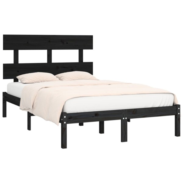 Estructura de cama madera maciza king size negro 150x200 cm