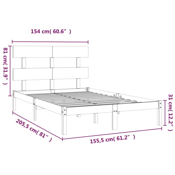 Estructura de cama madera maciza king size negro 150x200 cm