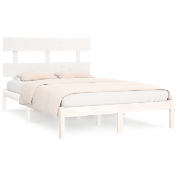 Estructura de cama madera maciza blanca super king 180x200 cm