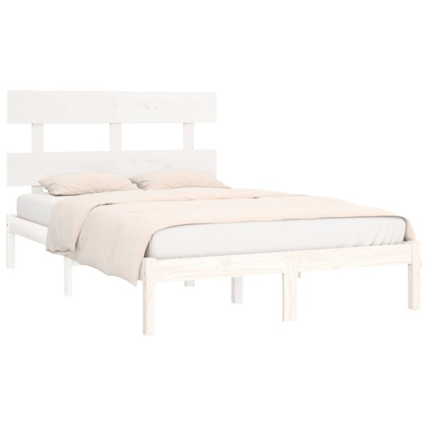 Estructura de cama madera maciza blanca super king 180x200 cm