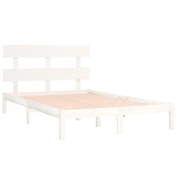 Estructura de cama madera maciza blanca super king 180x200 cm