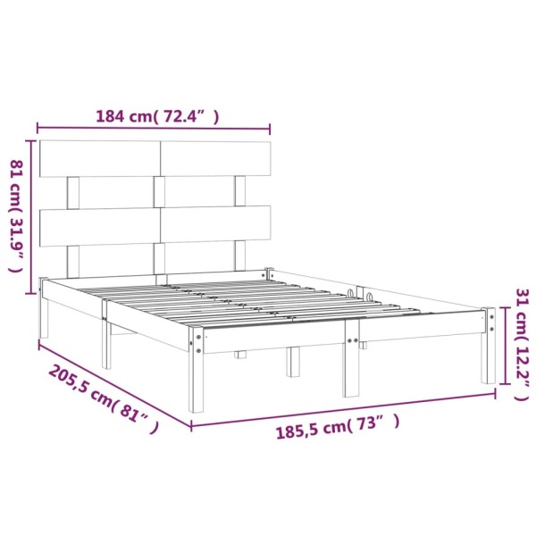 Estructura de cama madera maciza blanca super king 180x200 cm