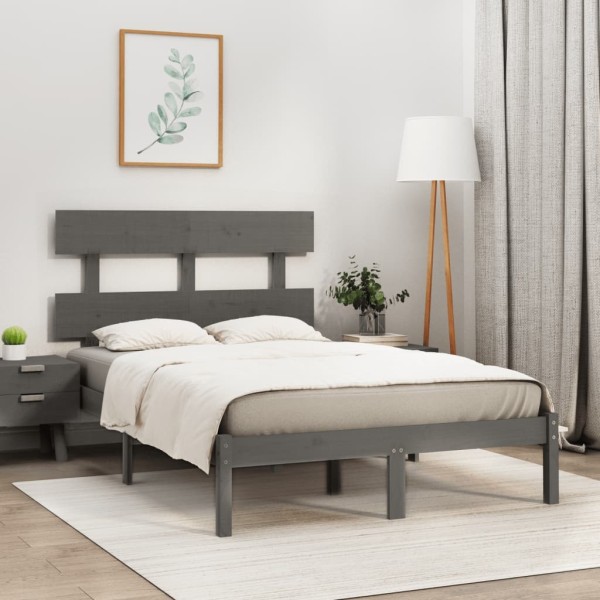 Estructura de cama de madera maciza gris 140x200 cm