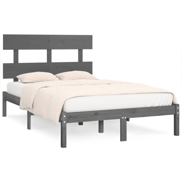 Estructura de cama de madera maciza gris 140x200 cm