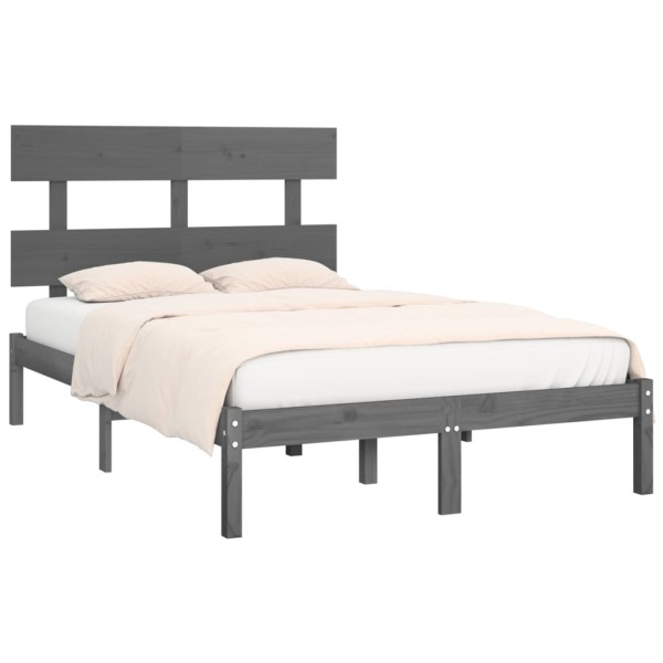 Estructura de cama de madera maciza gris 140x200 cm