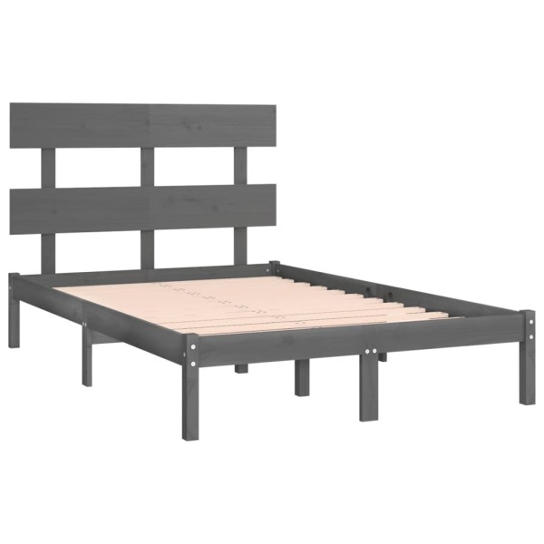 Estructura de cama de madera maciza gris 140x200 cm