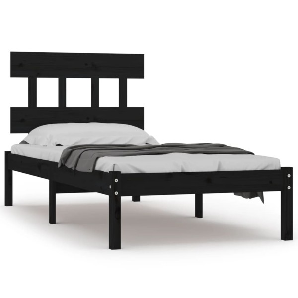 Estructura de cama madera maciza negra 100x200 cm