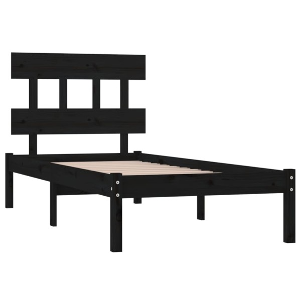 Estructura de cama madera maciza negra 100x200 cm