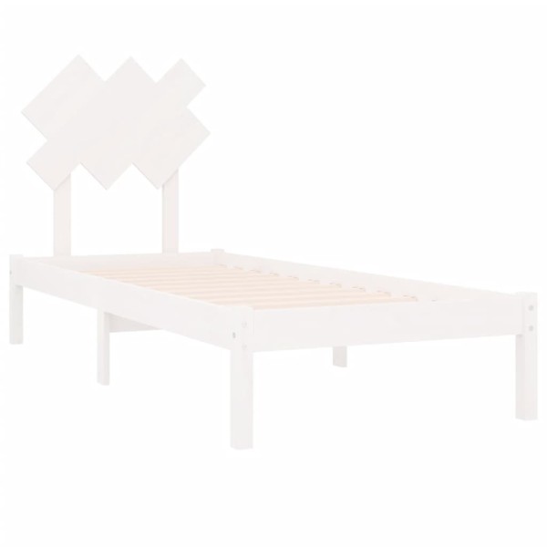 Estructura de cama individual madera maciza blanco 75x190 cm