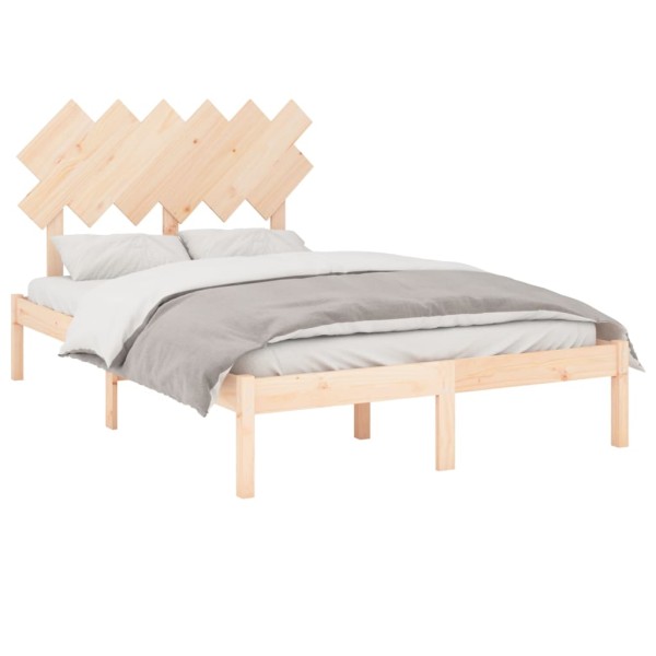 Estructura de cama doble madera maciza 135x190 cm