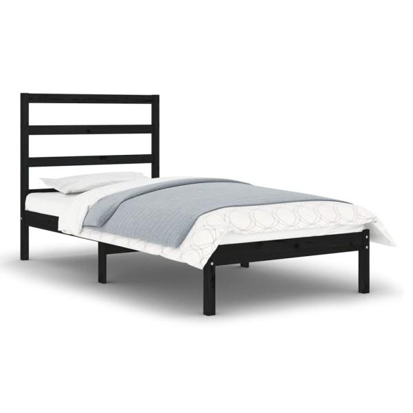 Estructura de cama madera maciza negro 75x190 cm