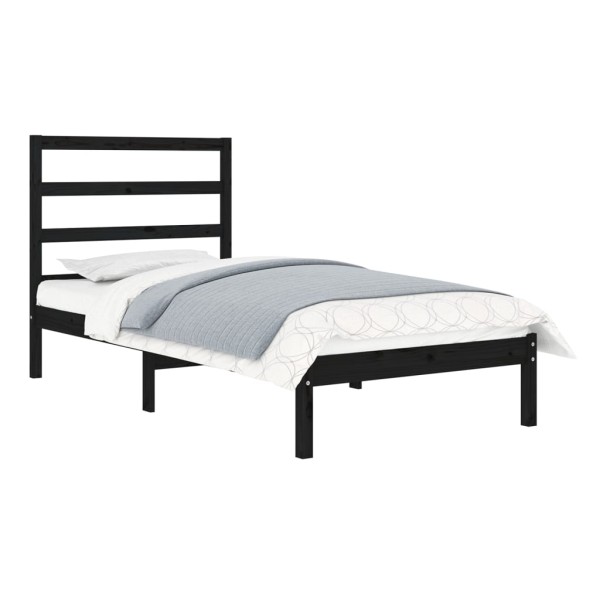 Estructura de cama madera maciza negro 75x190 cm