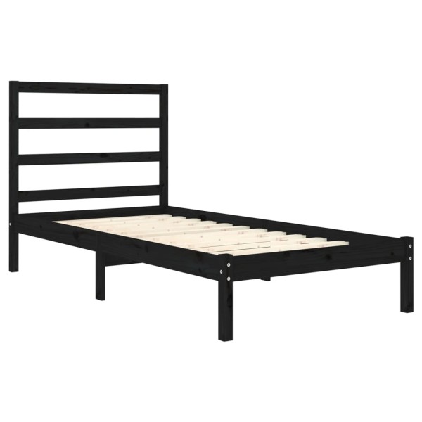 Estructura de cama madera maciza negro 75x190 cm