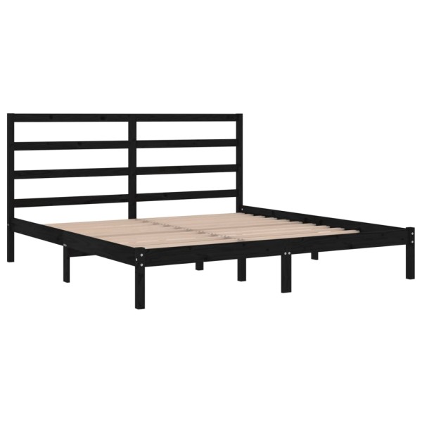 Estructura de cama de matrimonio madera maciza negro 180x200 cm