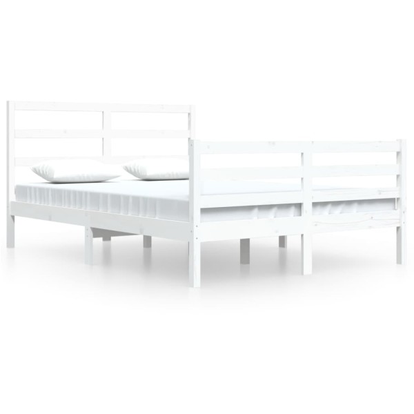 Estructura de cama de madera de pino maciza blanca 140x200 cm