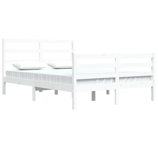 Estructura de cama de madera de pino maciza blanca 140x200 cm